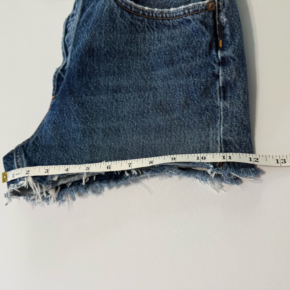 Agolde Parker High Waist Cutoff Jean Shorts Women 27 Raw Hem Button Fly Blue - Picture 12 of 13